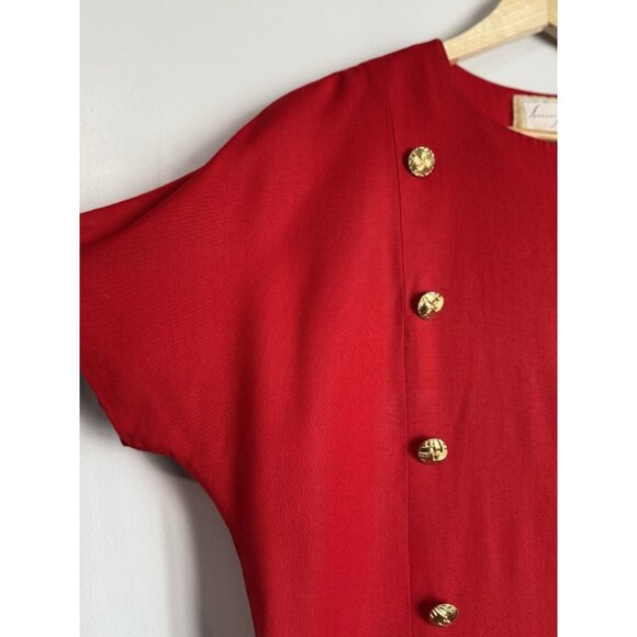 Vintage Spenser Jeremy Women’s Sailor Midi Shift Dress 14 Red Gold Buttons - Picture 5 of 9